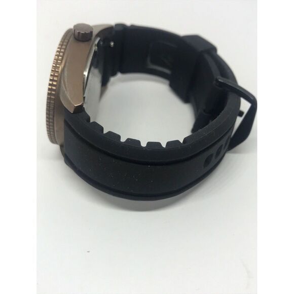 Fossil Jr1193 Men's Black Silicone Analog Beige Dial Quartz Genuine Watch No20 - Picture 7 of 10